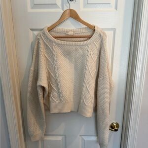 Altar'd State Cream Cable Knit Sweater